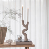 ART PIECE candleholder in sand coloured stone resin, Mette Ditmer