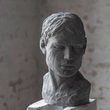 HIS REFLECTIVE MIND bust in male, concrete, Mette Ditmer