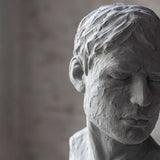 HIS REFLECTIVE MIND bust in male, concrete, Mette Ditmer