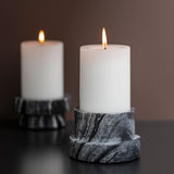 MARBLE block candleholder in black / grey, tall, Mette Ditmer
