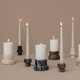 MARBLE block candleholder in black / grey, tall, Mette Ditmer