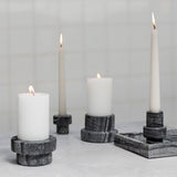 MARBLE block candleholder in black / grey, tall, Mette Ditmer