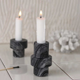MARBLE candleholder in black / grey, large, Mette Ditmer